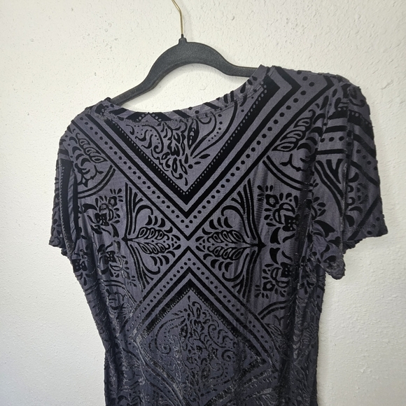 Hannah Black Velvet Burnout Womens L Large Stretchy Nylon Semi Sheer‎ - Picture 9 of 10